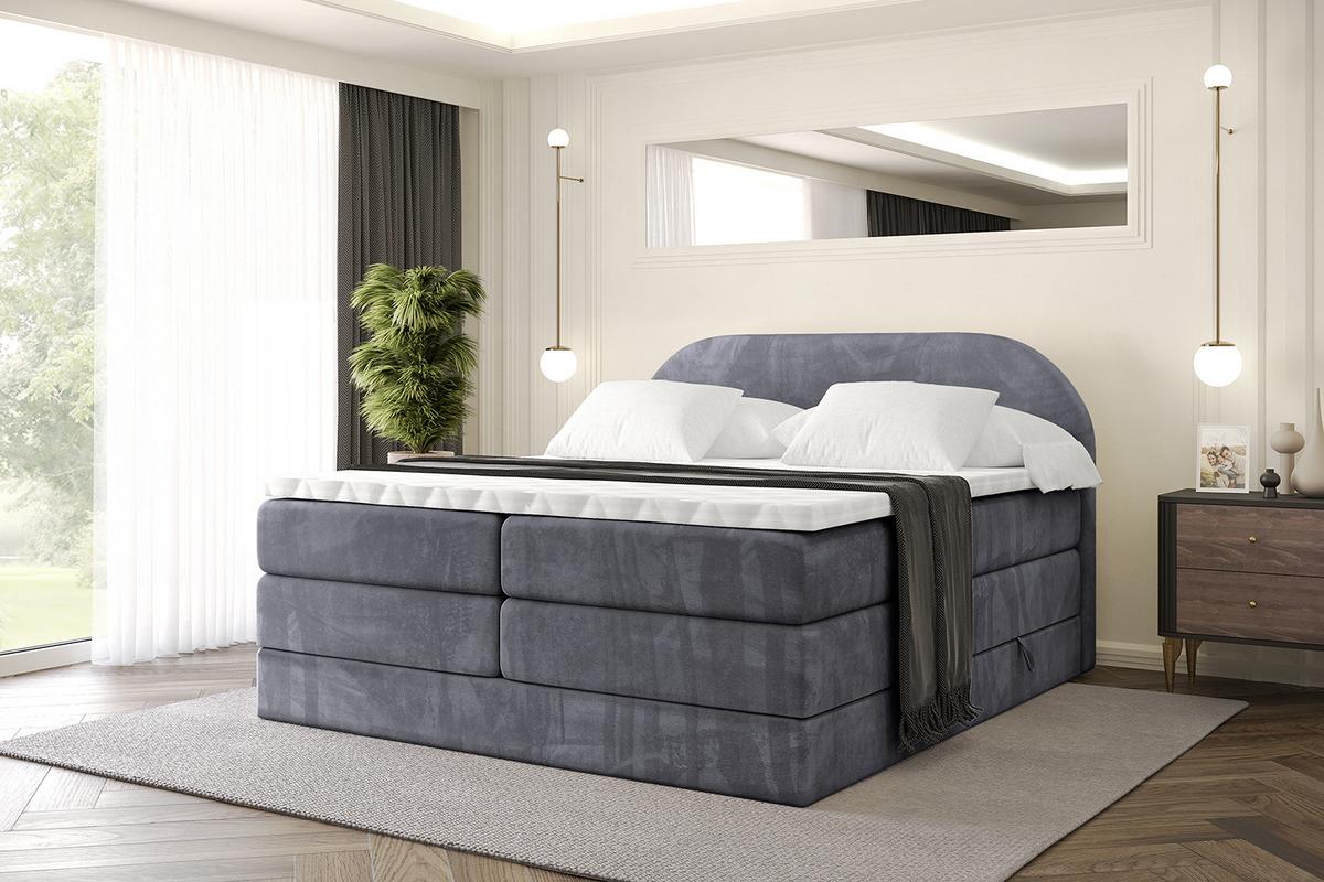 BOXSPRINGBETT mit Matratze und Lattenrost - NOX KING-140x200 - Dunkelgrau Casablanca - Dunkelgrau, Holzwerkstoff (140/200cm) - ALTDECOR
