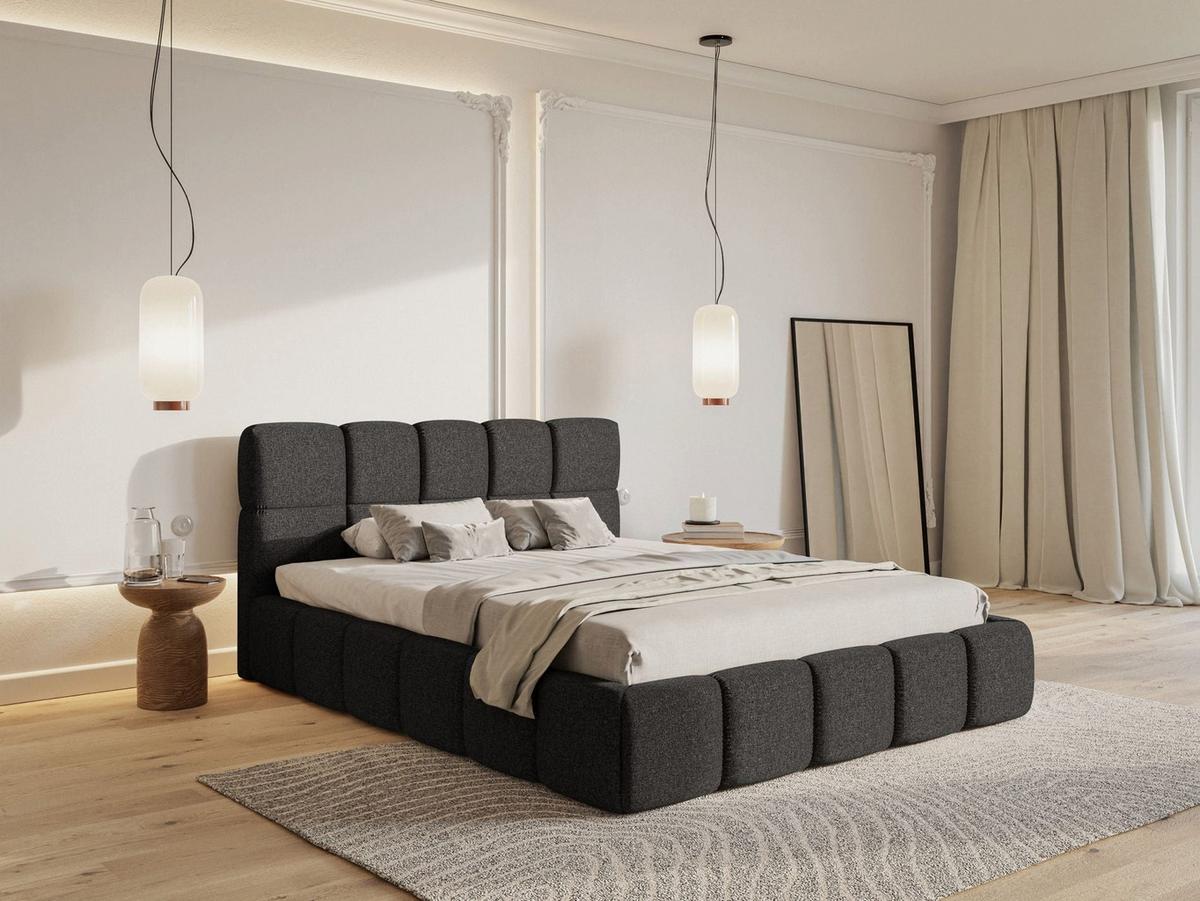 POLSTERBETT Cloudy Graphit Chenille, 120x200 cm - Graphitfarben/Schwarz, Kunststoff/Textil (120/200cm) - Selsey