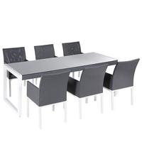 GARTENMÖBEL SET 6-Sitzer Aluminium grau Bacoli - Weiß/Grau, Metall - Beliani