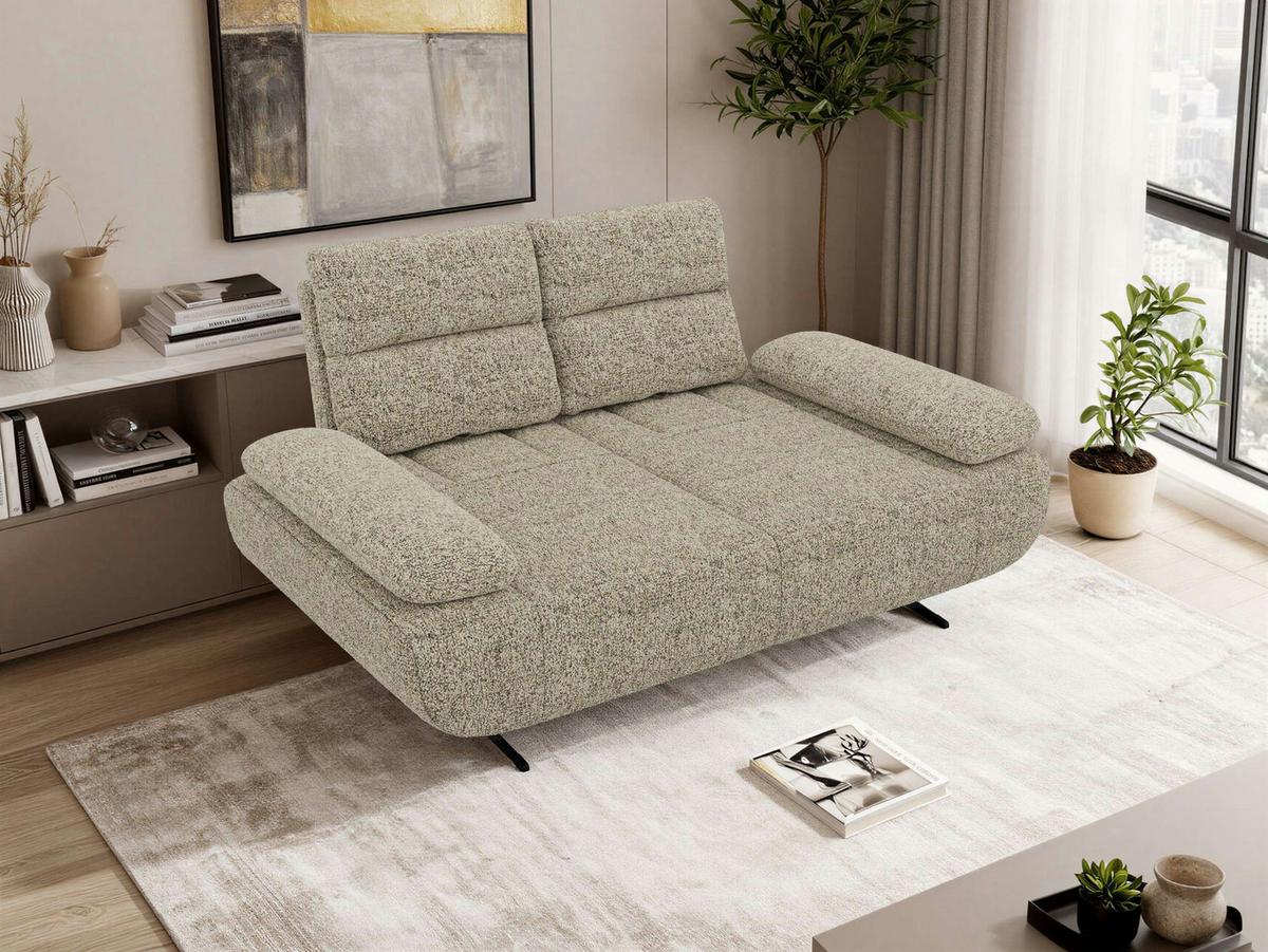 2-SITZER SOFA SORAE - Beige Stukture - Beige/Schwarz, Textil/Metall (182/94/107cm) - MKS