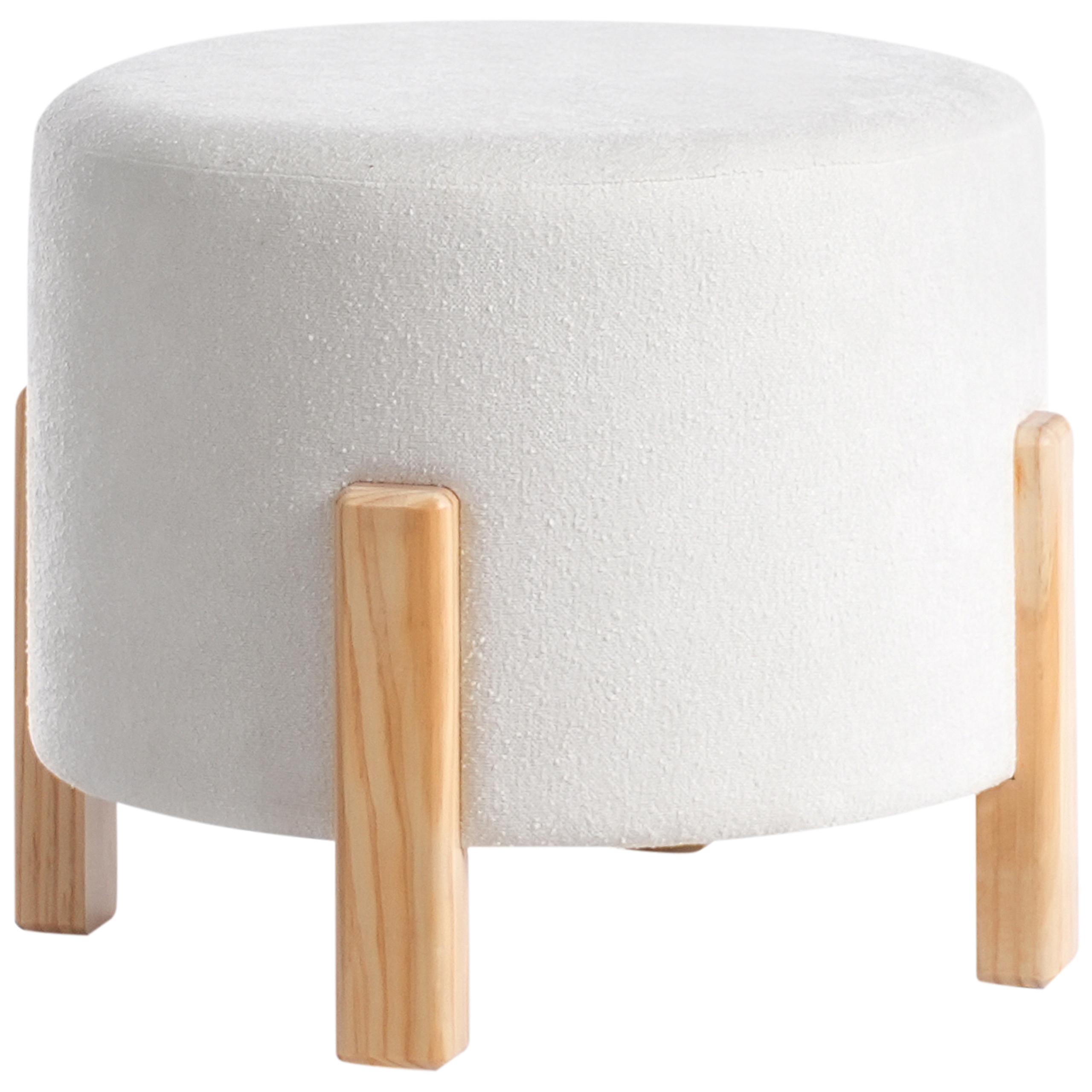 POUF Cremeweiß Terry - Weiß/Braun, Textil (53/43/53cm) - Beliani