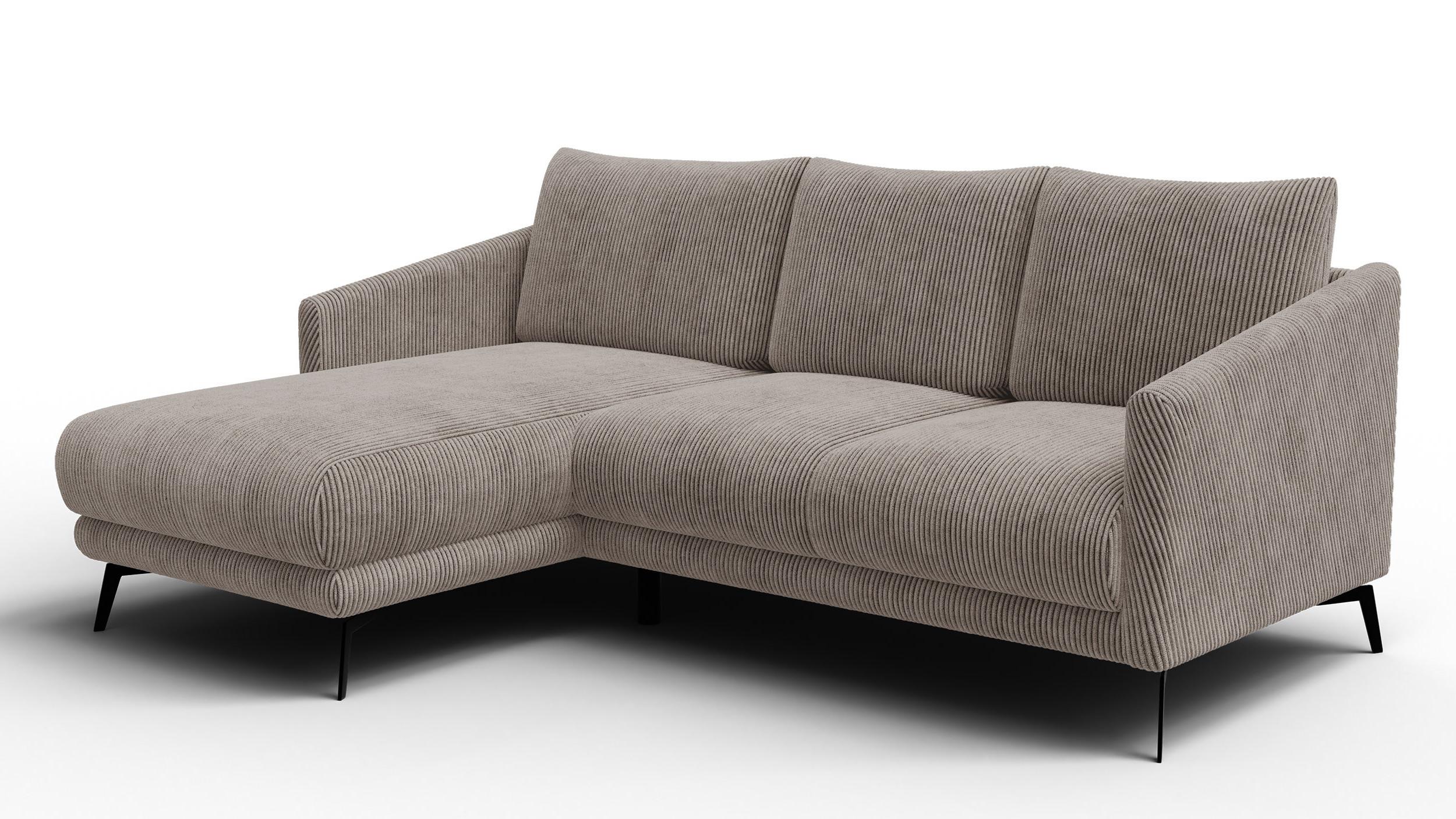 ECKSOFA VILT 3-Sitzer, taupe - Taupe/Schwarz, Holzwerkstoff/Textil (221/156cm) - Wozimo
