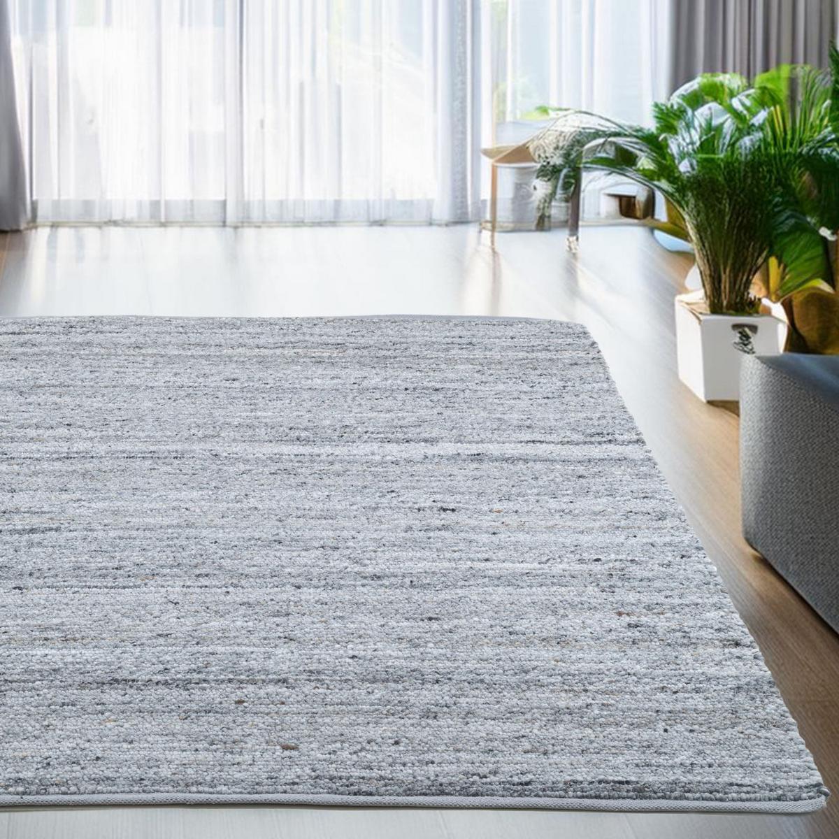 HANDWEBETEPPICH Malli, modern, strapazierfähig, pflegeleicht 140x200 cm - Blaugrau, Textil (140/200cm) - Rug and Roll