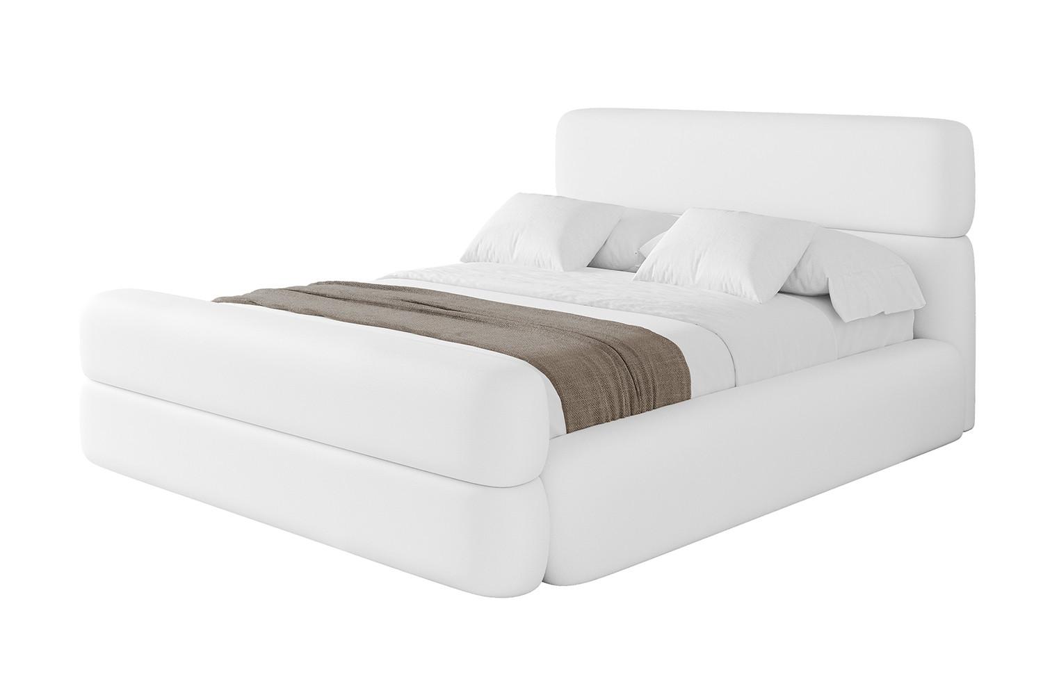 POLSTERBETT mit Bettkasten, Fußteil und Lattenrost, Boxbett ohne Matratze - ENORA-Z 180x200 Weiß Kunstleder - Weiß Hochglanz, Holzwerkstoff/Textil (180/200cm) - ALTDECOR