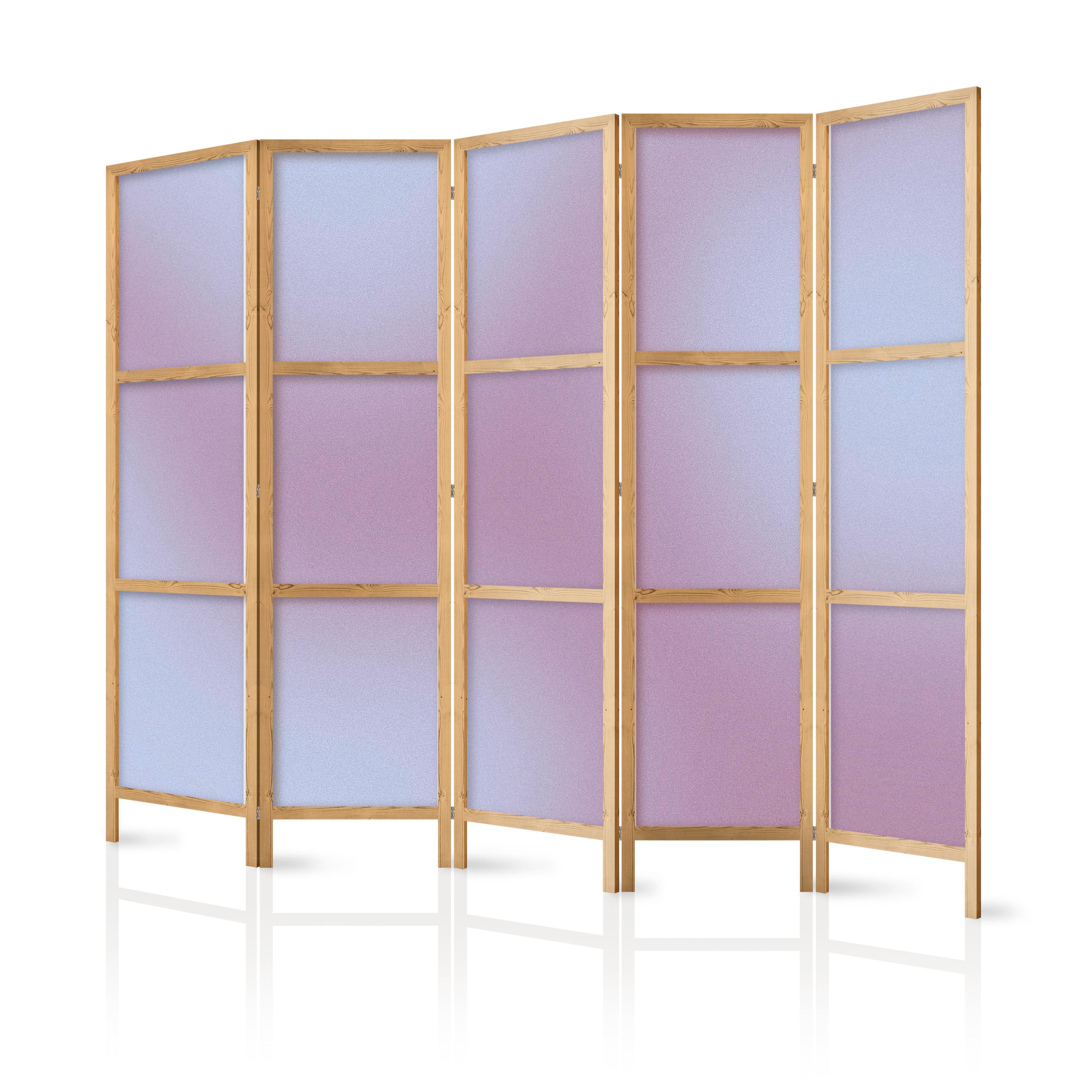PARAVENT Japanischer 5-tlg 225x172 cm Ombre Design - Rosa, Holz/Textil (225/172/3cm) - Muralo