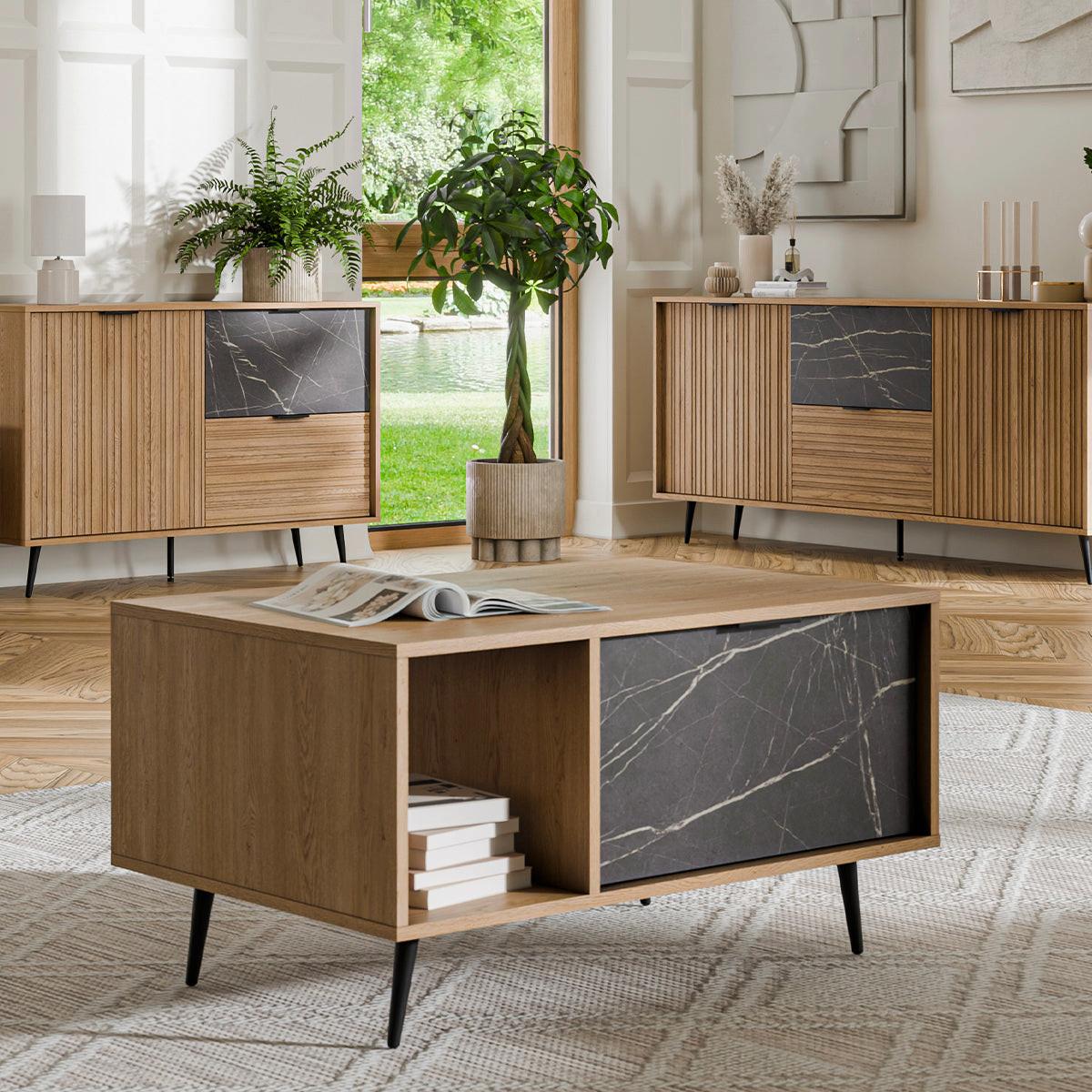 COUCHTISCH Luka Holz und Schwarz - Schwarz, Holzwerkstoff (60/92/49.2cm) - Petits-meubles