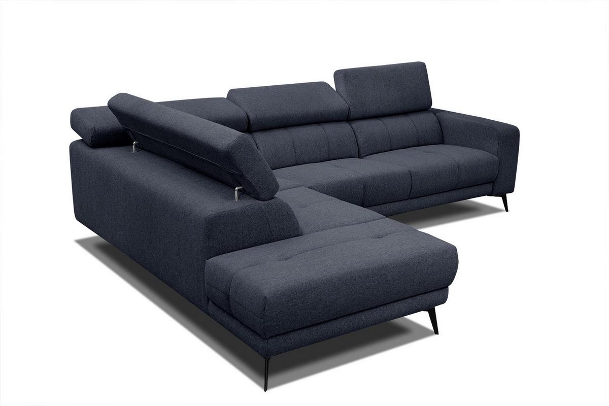 ECKSOFA MORELLO 5-Sitzer, dunkelblau - Schwarz/Dunkelblau, Holzwerkstoff/Textil (158/269cm) - Wozimo