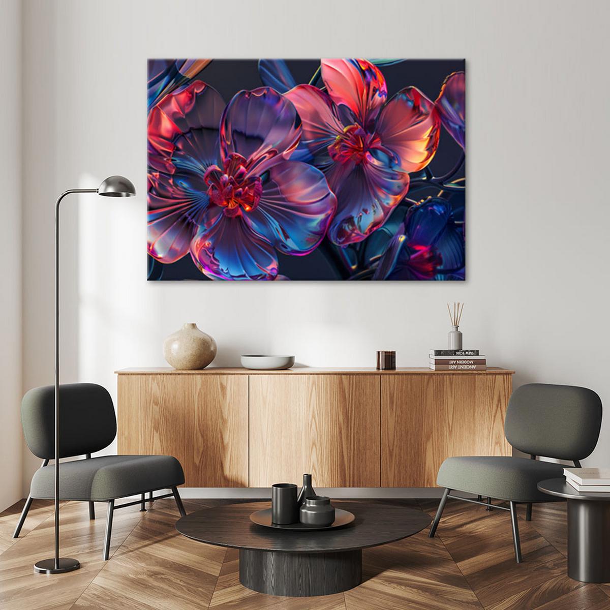 WANDBILD 3d glas makro blumen - Multicolor, Textil (60/40cm) - Feeby