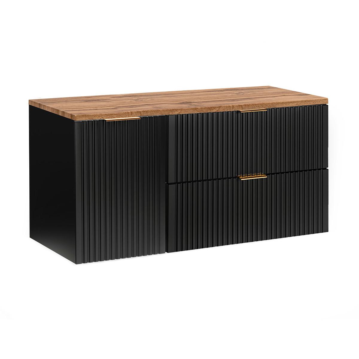 WASCHTISCHUNTERSCHRANK 120.8cm Adriel Schwarz und Holz - Schwarz, Holzwerkstoff (120.8/59/46cm) - Petits-meubles