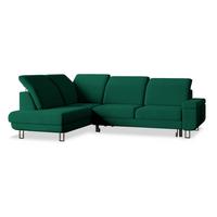 ECKSOFA LERMA L-S Grün Velours-Stoff mit Schlaffunktion - Silberfarben/Grün, Holz/Textil (253/190cm) - MASSENO