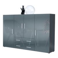 HIGHBOARD Nora Türen in Grau Hochglanz - Grau, Holzwerkstoff (166/106/35cm) - Vladon