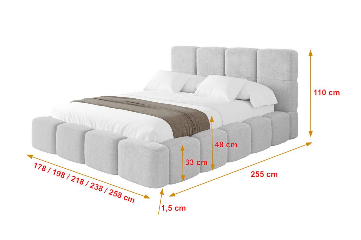 POLSTERBETT mit Bettkasten und Lattenrost mit Kopfteil, Boxbett ohne Matratze, mit Stauraum - NATA 140x200 Hellgrau - Hellgrau, Holzwerkstoff/Textil (140/200cm) - ALTDECOR