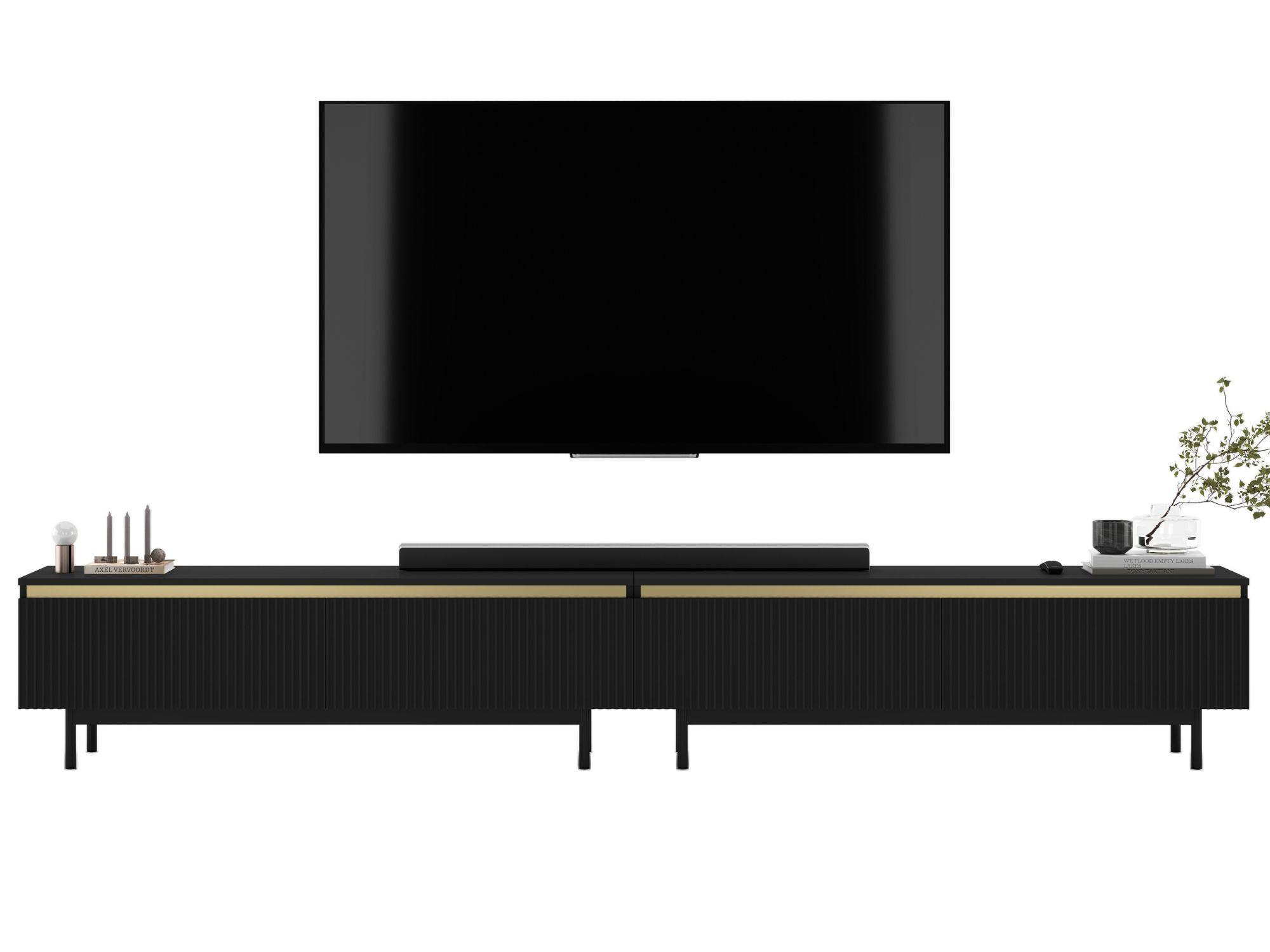 TV-LOWBOARD 2er-Set Selene Schwarz matt 280 cm mit Metallrahmen - Schwarz, Holzwerkstoff/Metall (280/44/35cm) - Meble Lindner