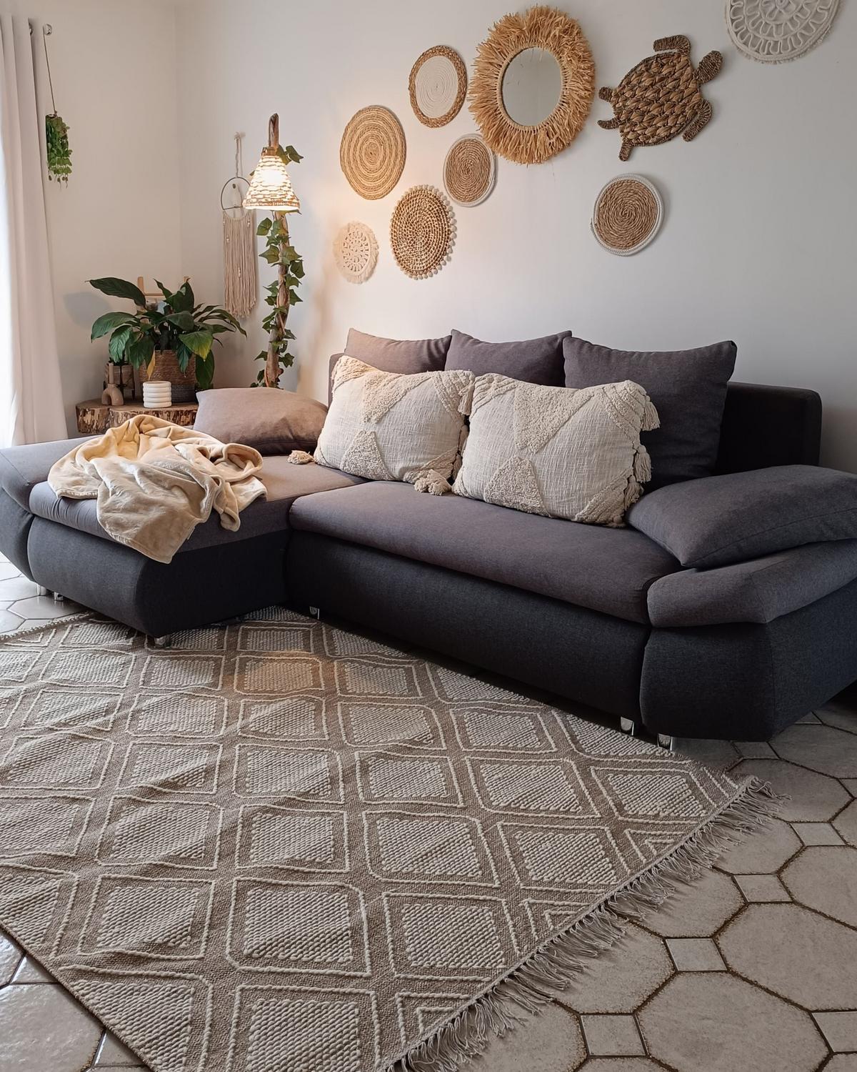KURZFLOR-TEPPICH Kacem 230/160 cm - Beige, Textil (160/230cm) - Beliani