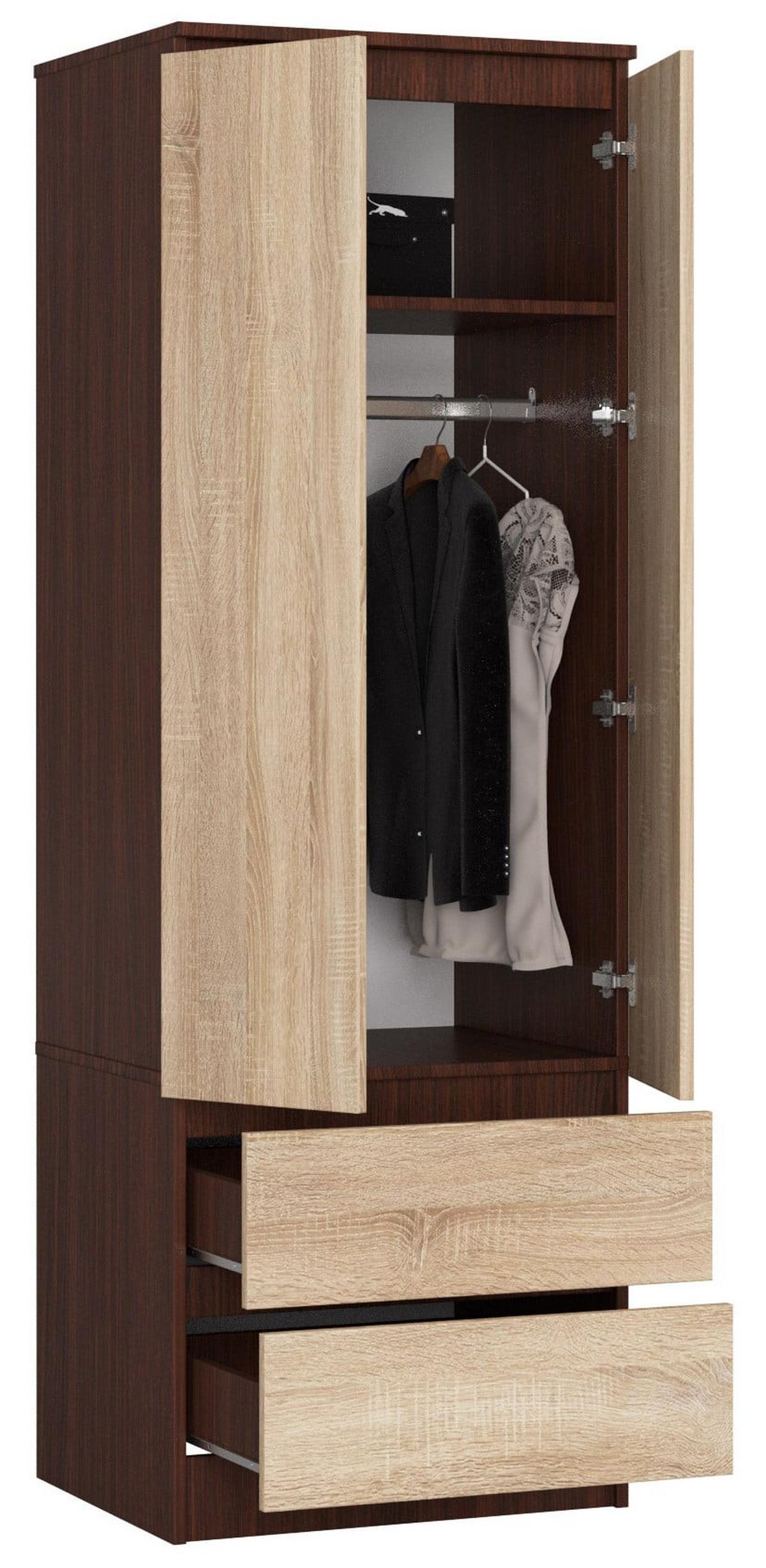 KLEIDERSCHRANK Dunkelbraun, Eiche Sonoma 180/60/51 - Dunkelbraun, Holzwerkstoff (60/180/51cm) - RAUMHIRSCH FURNITURE