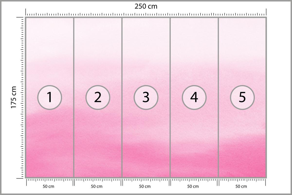 FOTOTAPETE für Schlafzimmer Ombré in Rosatönen Pastell 250x175 - Rosa/Weiß, Papier (250/175cm) - Muralo