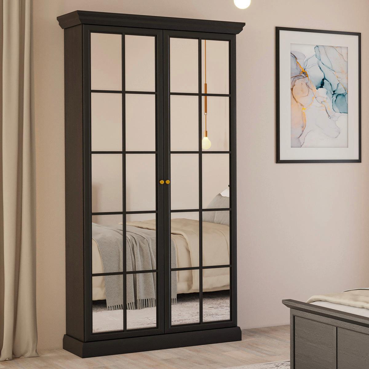 SCHRANK 2 Türen Toja Anthrazitfarbenes Holz - Braun, Holzwerkstoff (102.4/200/55.7cm) - Petits-meubles