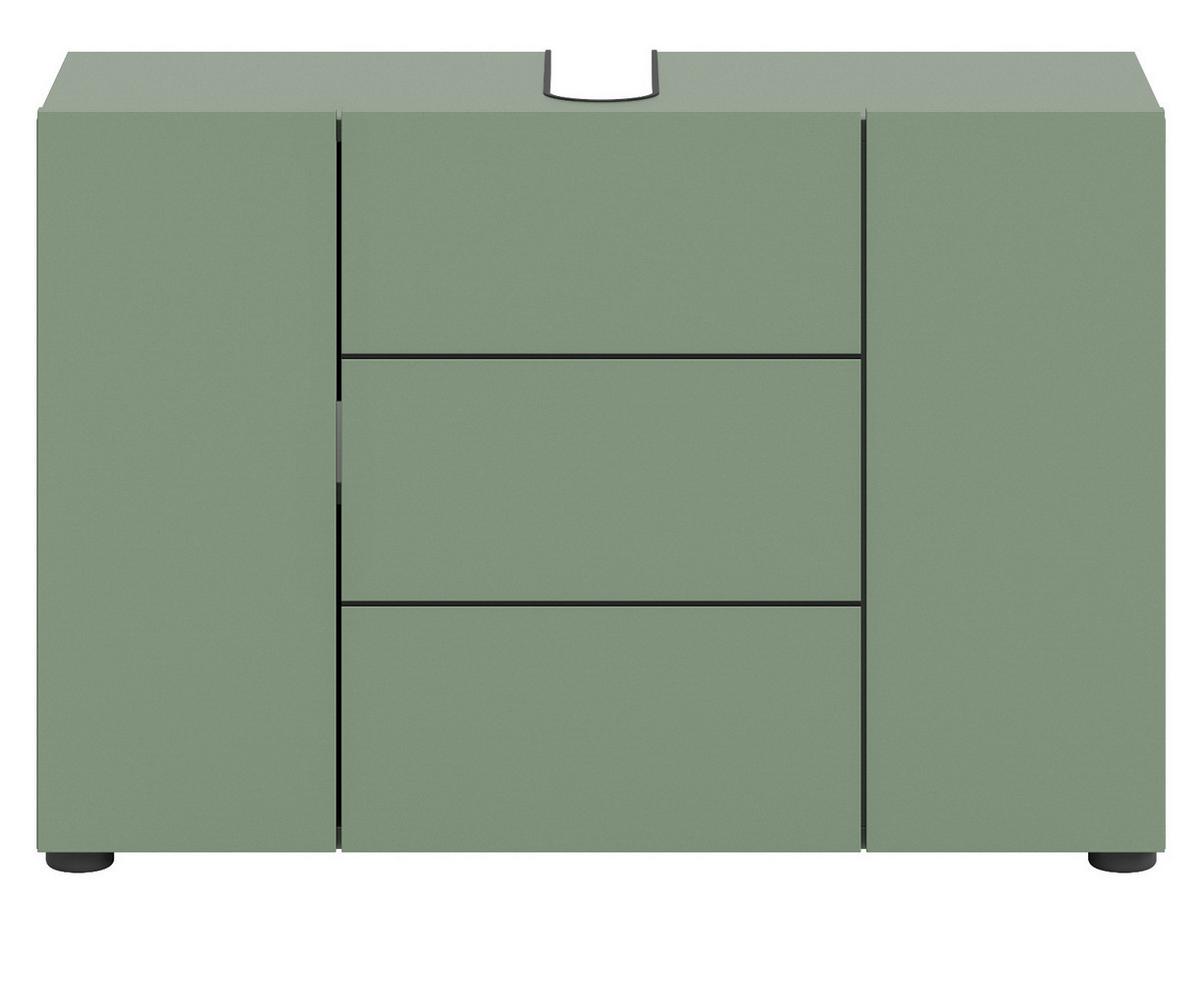 WASCHBECKENUNTERSCHRANK grün, Badezimmer Unterschrank 82 x 56 cm - Schwarz/Grün, Holzwerkstoff/Kunststoff (38/56/34cm) - Inn.Furn