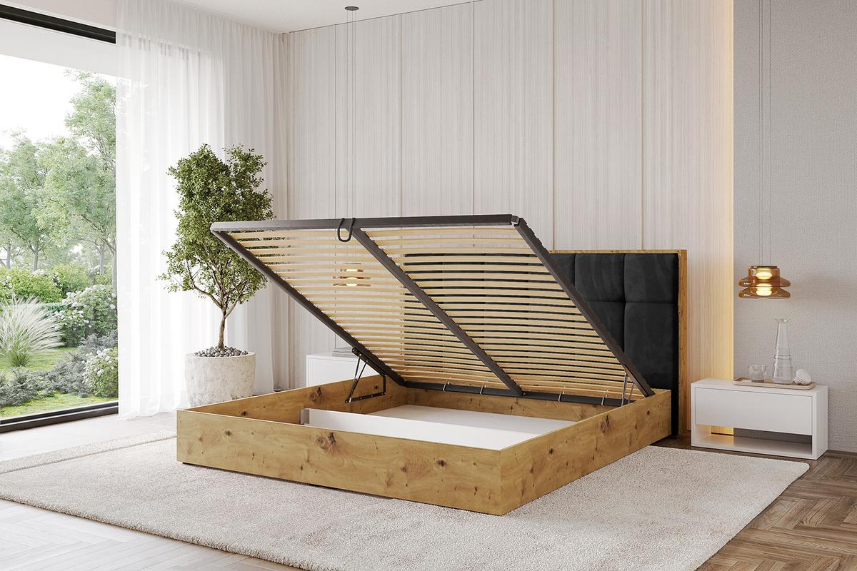 POLSTERBETT mit Bettkasten und Lattenrost, Boxbett ohne Matratze - ENZO7 160x200 - Schwarz, Holzwerkstoff/Textil (160/200cm) - ALTDECOR