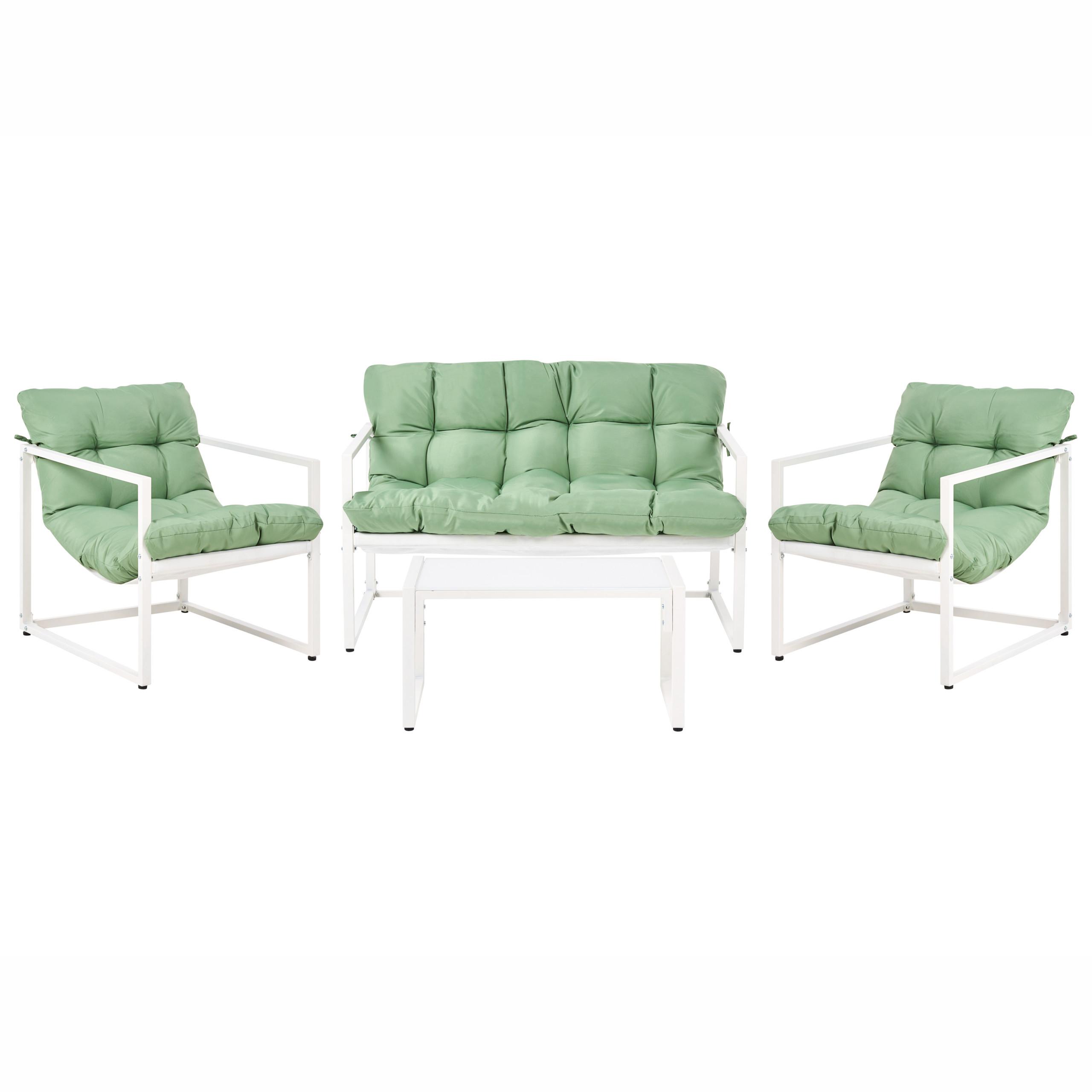 LOUNGE-SET Grün Garda - Weiß/Grün, Metall - Beliani