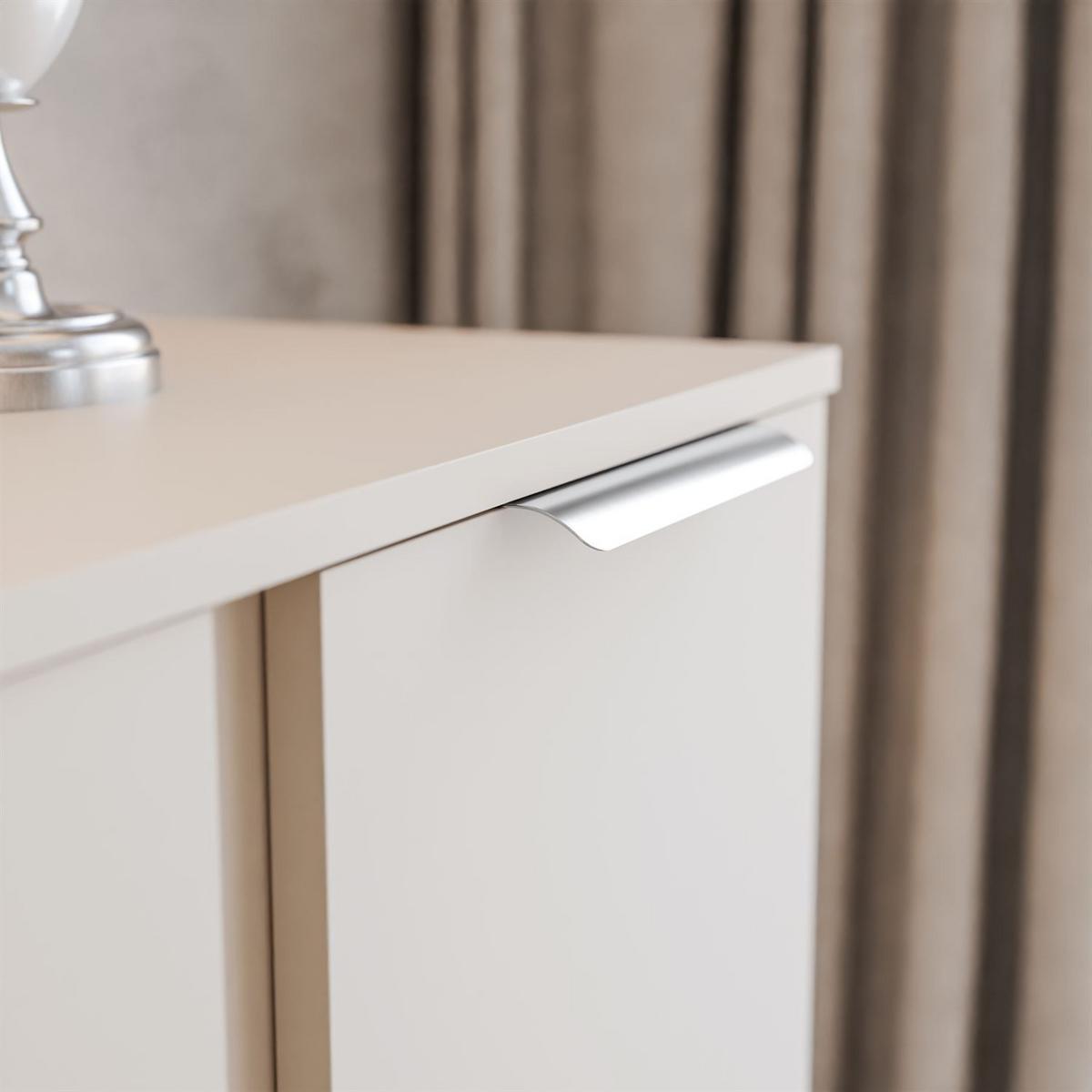 KOMMODE LINA KASCHMIR 1D4S mit LED-Beleuchtung auf Sockel Silber Chrom - Kaschmir, Holzwerkstoff (138/84/40cm) - Lookway