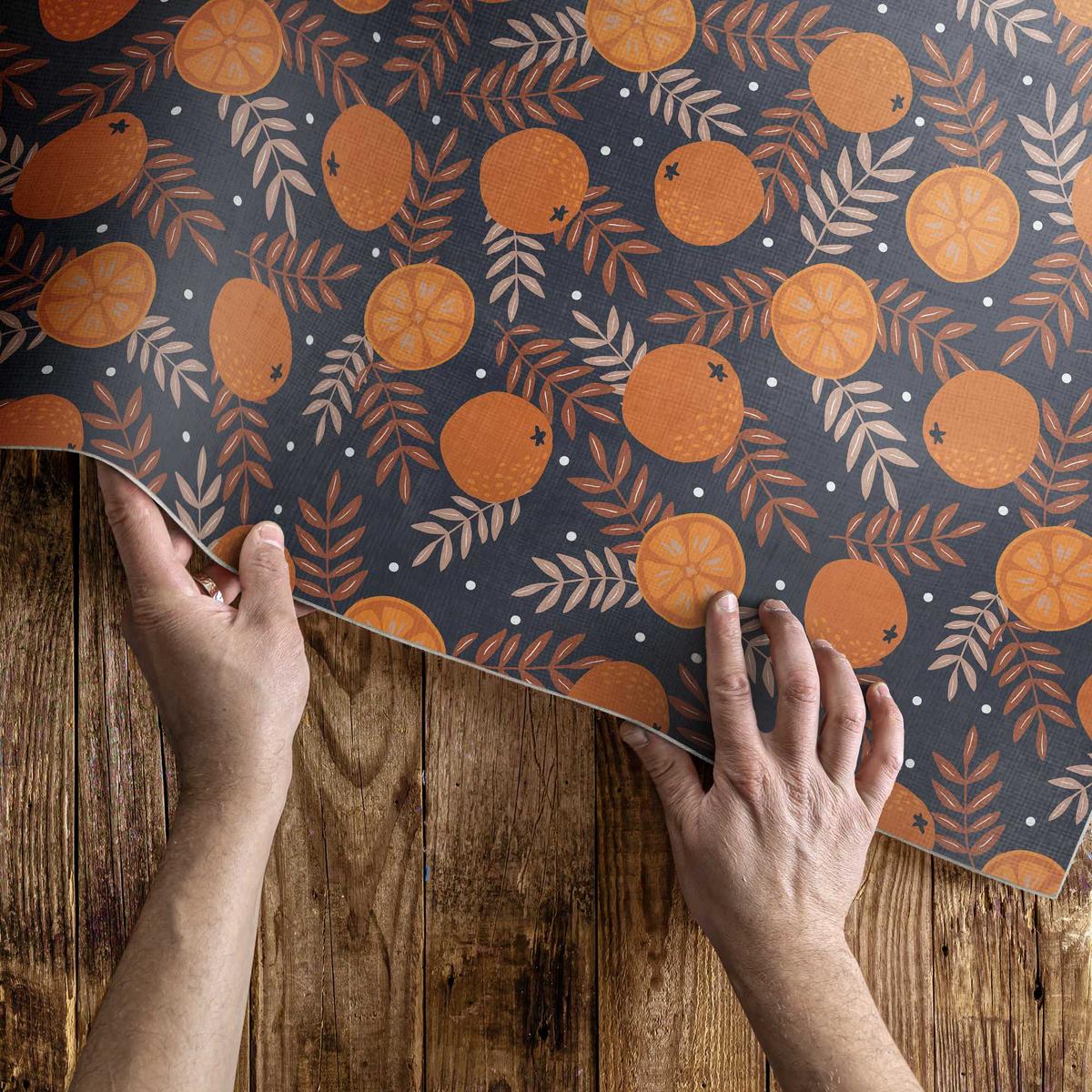 TEPPICH 100x150 cm Orangen und Blätter Illustration - Koralle, Kunststoff (100/150cm) - Wallfluent