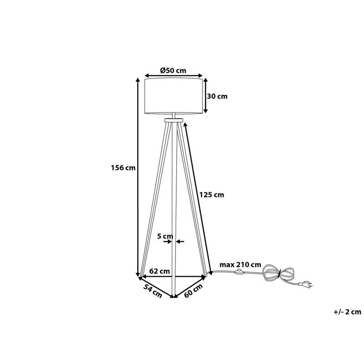 STEHLAMPE Stiletto 50/50/156 cm - Grau, Metall (50/50/156cm) - Beliani
