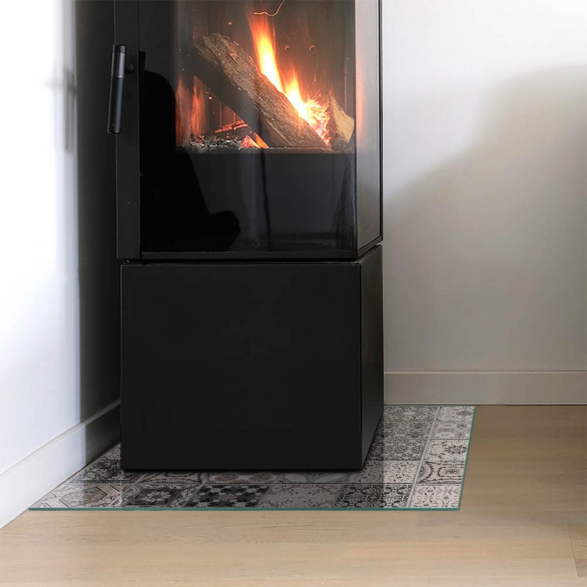 GLASPLATTE für Kamin 50x50 cm - Schwarz, Glas (50/50/0.4cm) - TULUP