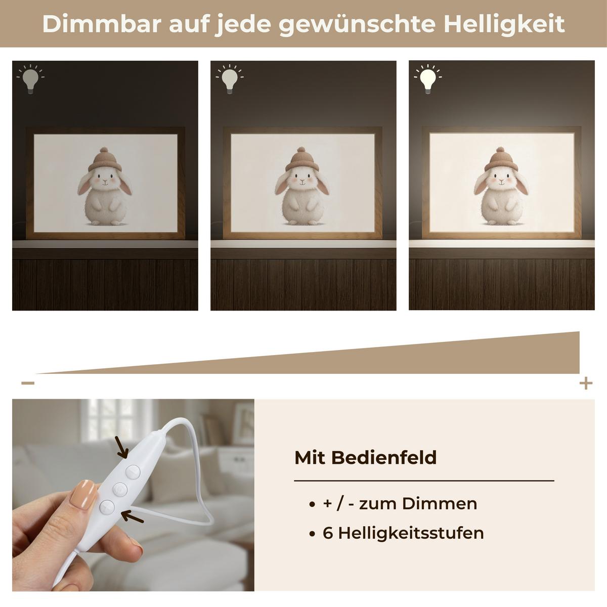 WANDLEUCHTE Kaninchen - Hut - Ohren - Beige 30x20 cm - Creme, Holzwerkstoff (30/20/8cm) - OnlyWow