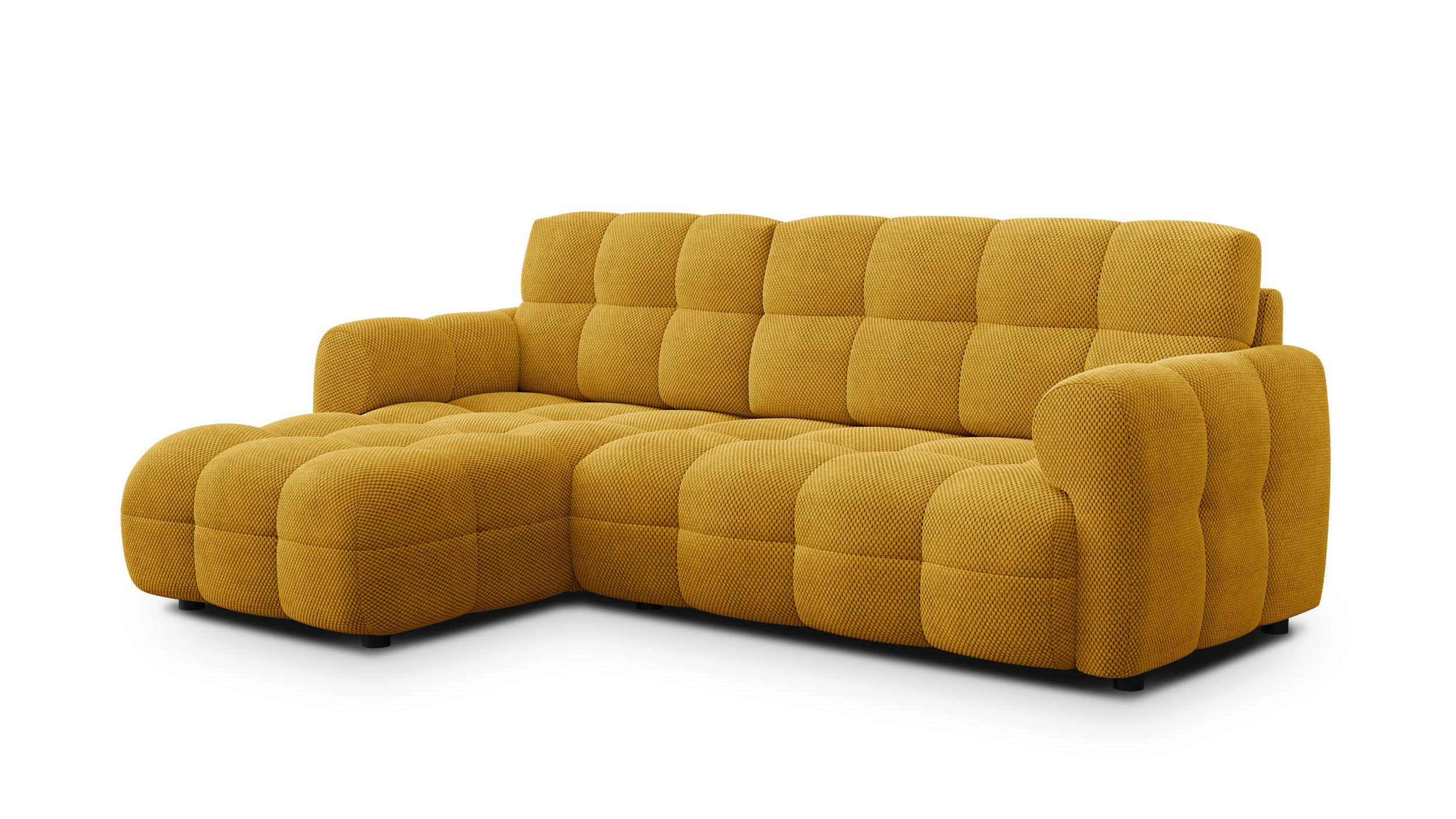 ECKSOFA MELLOW 3-Sitzer, safran - Gelb/Schwarz, Holz/Textil (232/156cm) - Wozimo