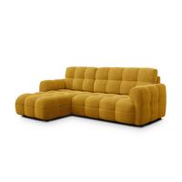 ECKSOFA MELLOW 3-Sitzer, safran - Gelb/Schwarz, Holz/Textil (232/156cm) - Wozimo