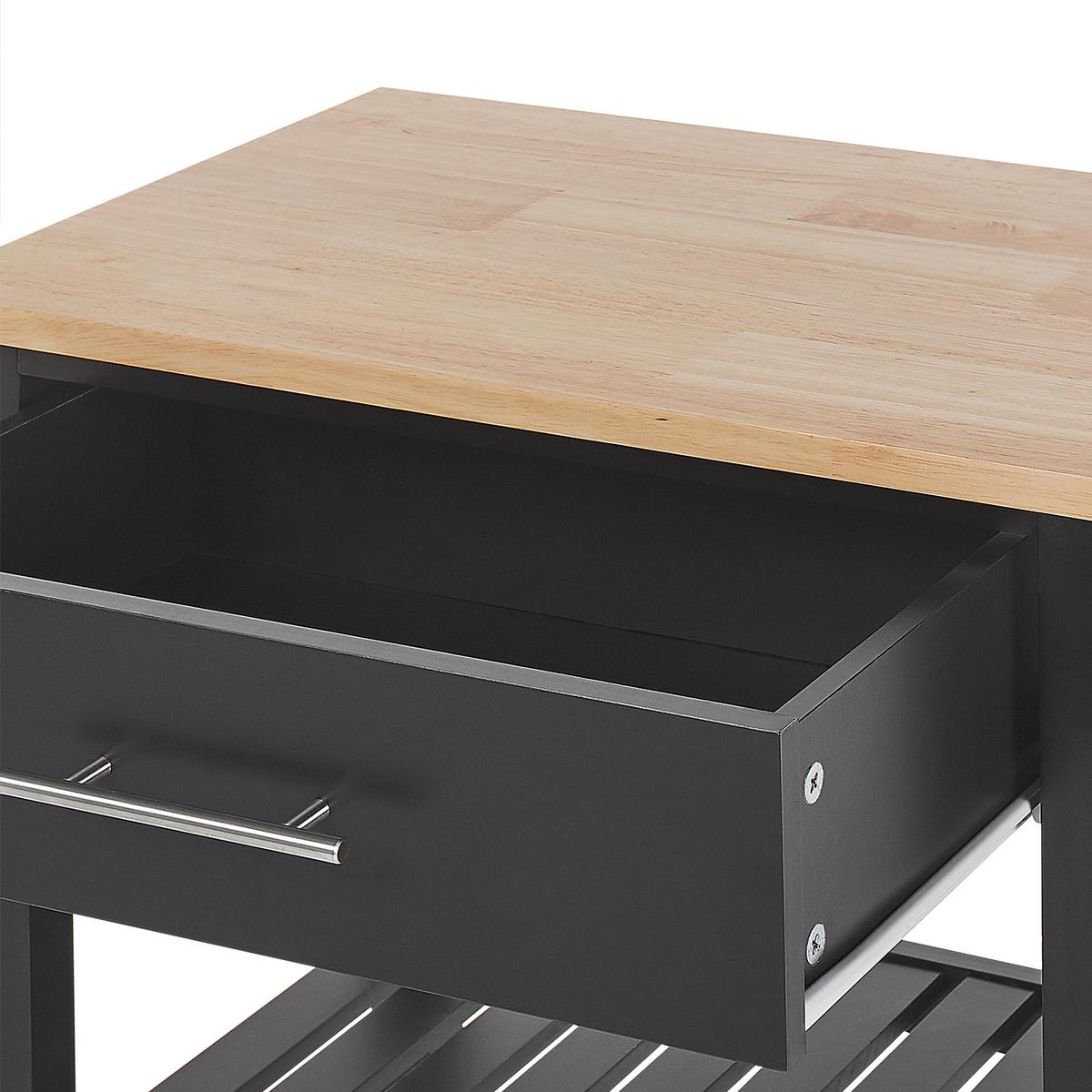 SERVIERWAGEN Schwarz Hiuma - Hellbraun/Schwarz, Holz (58/85/40cm) - Beliani