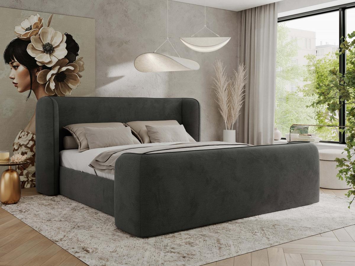 POLSTERBETT EMORA CLASSIC DUO 160/200 - Dunkelgrau Velvet - Multipocket-Matratze - Dunkelgrau, Textil (160/200cm) - MKS