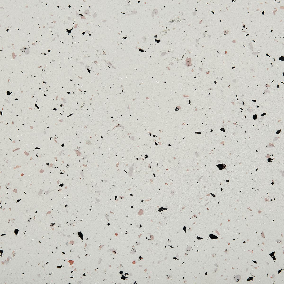 BEISTTELLTISCH Beton cremeweiß Terrazzo Optik rund 37 cm Edolo - Weiß, Stein (37/37/47cm) - Beliani