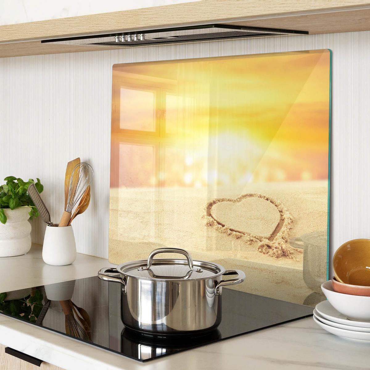 GLASPLATTE 60x52 cm Herz im Sand - Gelb, Glas (60/0.4/52cm) - TULUP