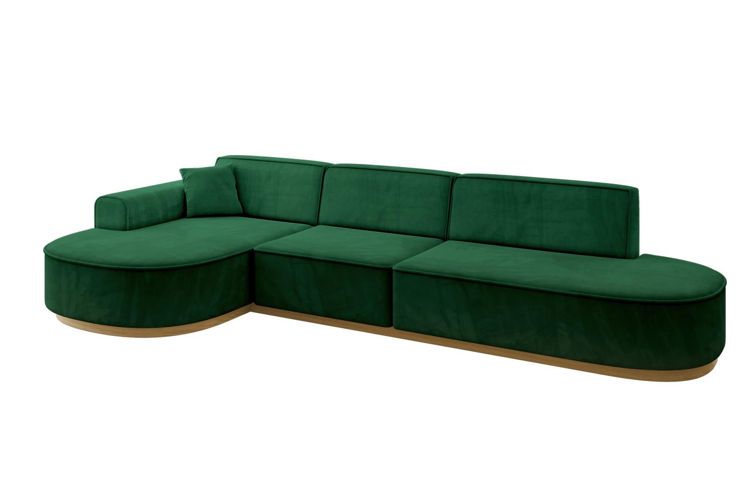 ECKSOFA Ottomane Links MARI-L2-v2 - 328x171x83 cm Dunkelgrün Velours - Dunkelgrün, Holzwerkstoff/Textil (328/171cm) - ALTDECOR