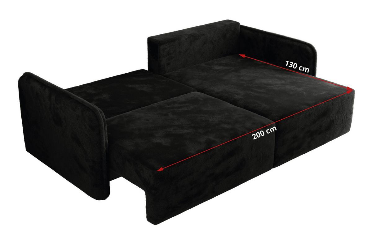 ECKSCHLAFSOFA MESTO L Schwarz Plüsch - links - Schwarz, Kunststoff/Textil (227/147cm) - MKS