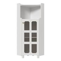 ECKSCHRANK in Weiß lackiert mit App-gesteuerter LED & Glasvitrine - Weiß, Holzwerkstoff (63/124/45cm) - Urban Meuble