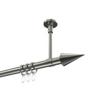 GARDINENSTANGE Sonette Savio 480 cm (geteilt in 3 x 160 cm), 1-läufig, 20 mm Ø Edelstahl-Optik - Edelstahlfarben, Metall (480cm) - INTERDECO
