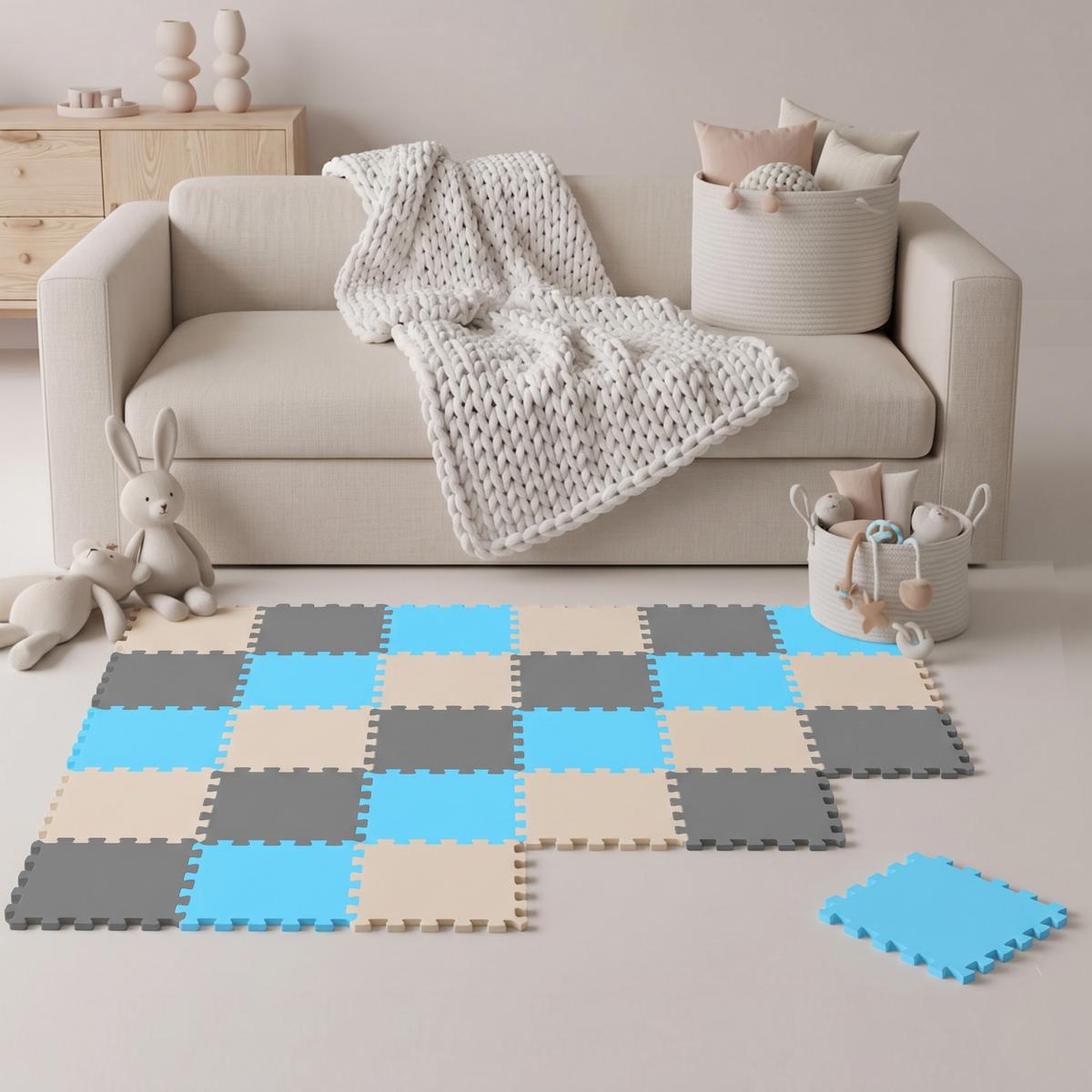 SPIELMATTE ab Null - 270/90 cm Puzzlematte Grau - Multicolor, Kunststoff (30/30cm) - Littletom