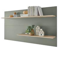 WANDPANEEL Salbei grün, Barista Eiche 155 x 80 cm, Wandregal mit 2 Ablagebödem - Salbeigrün/Eichefarben, Holzwerkstoff/Metall (155/80/20cm) - Furn.Design