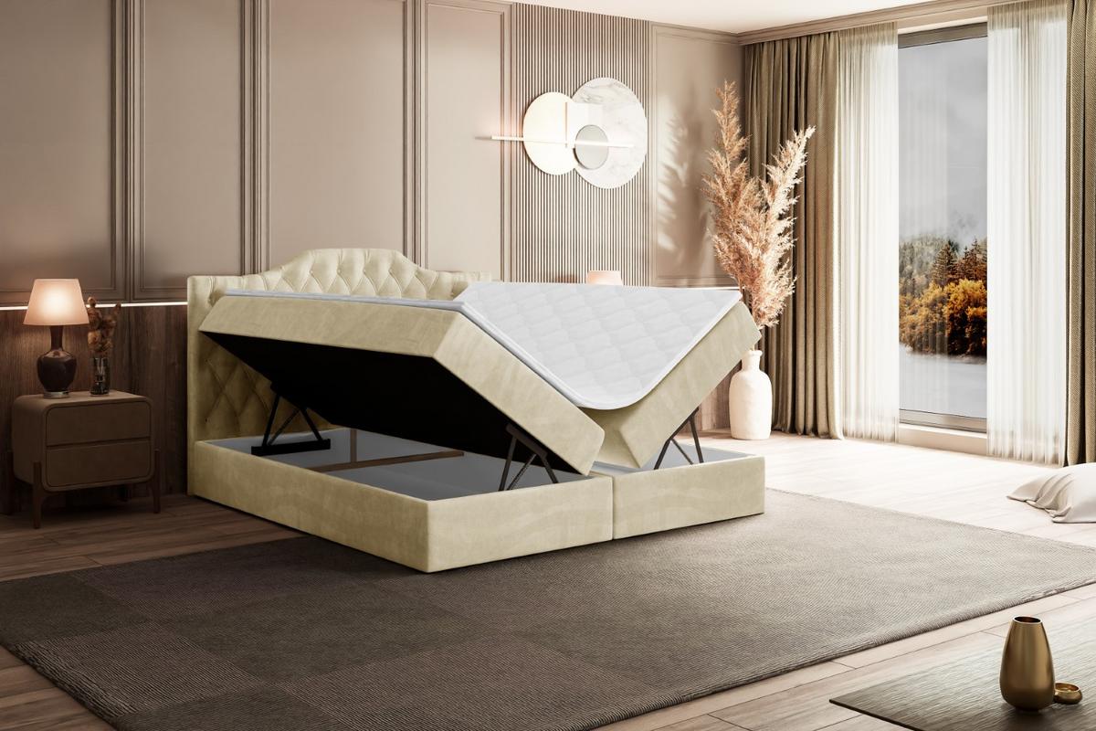 BOXBETT mit Matratze H4 und Lattenrost - VILA-1 - 140x200 cm - H4 - Beige - Beige, Holzwerkstoff (140/200cm) - ALTDECOR