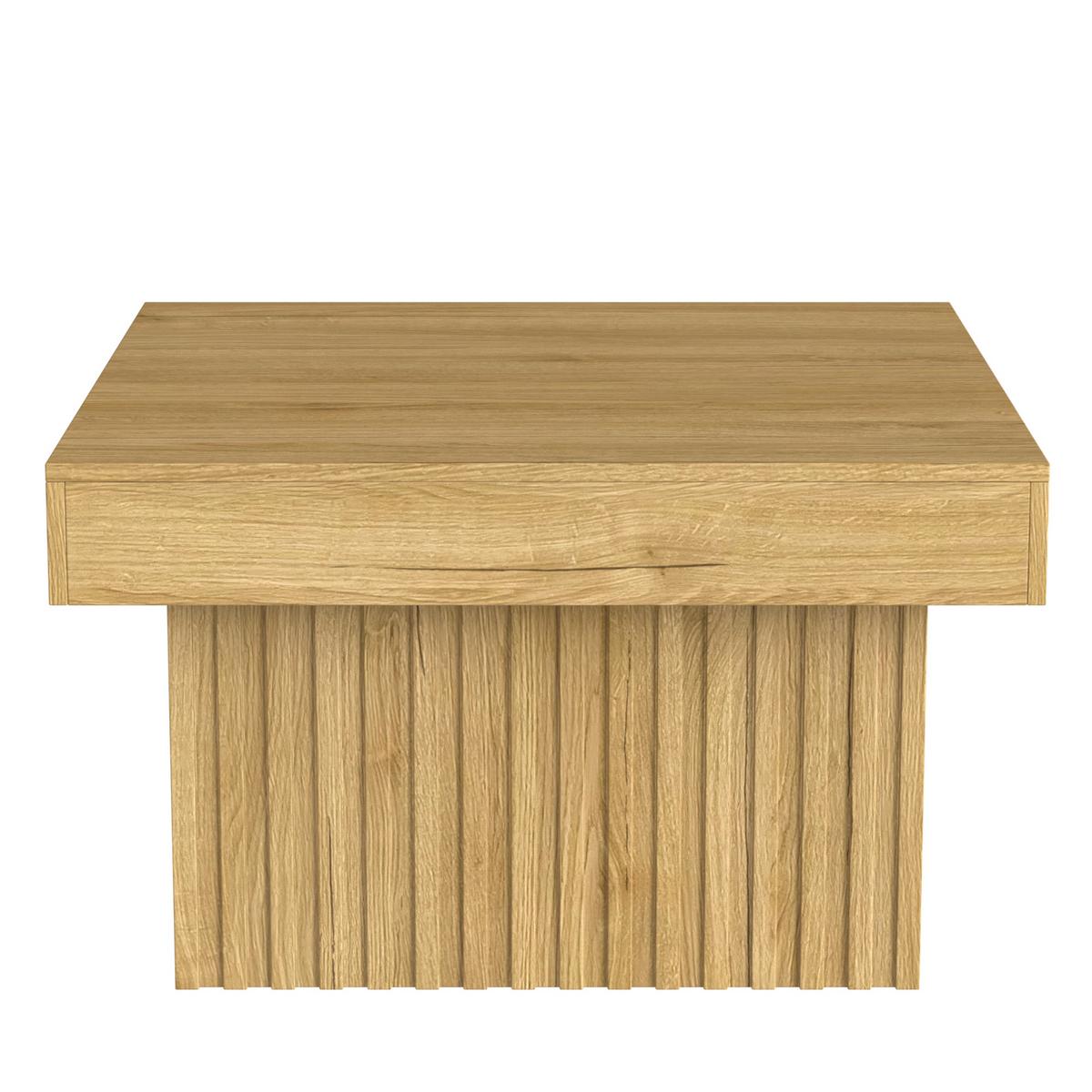 COUCHTISCH quadratisch natur mit rillen-optik & mdf-basis - Naturfarben, Holzwerkstoff (79/79/46cm) - Urban Meuble