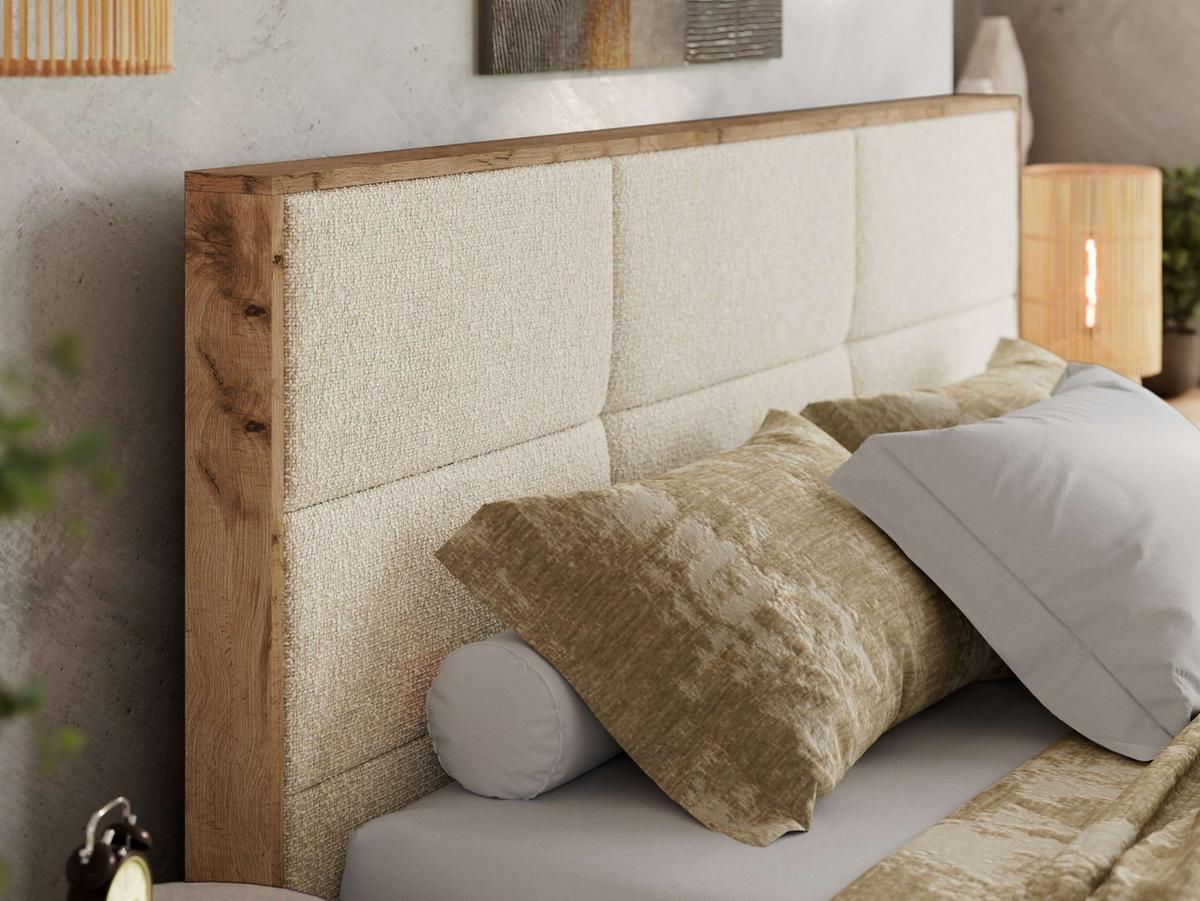 POLSTERBETT LERIO CLASSIC 180/200 - Creme Strukture - Multipocket-Matratze - Creme, Textil (180/200cm) - MKS
