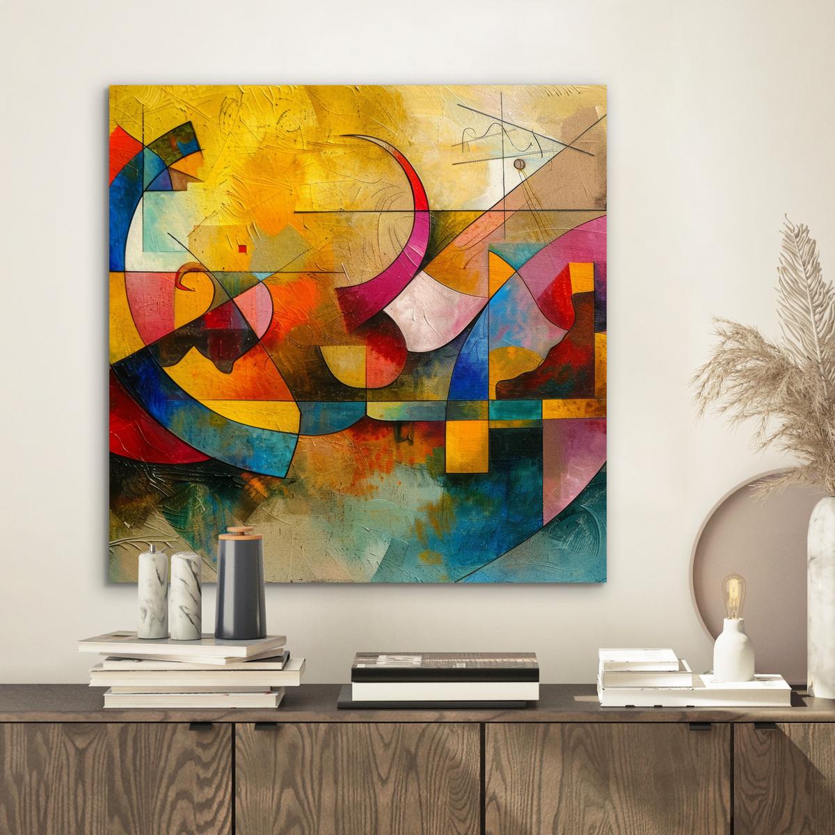 METALLBILD Kunst - Abstrakt - Modern 50x50 cm - Gelb, Metall (50/50cm) - MuchoWow
