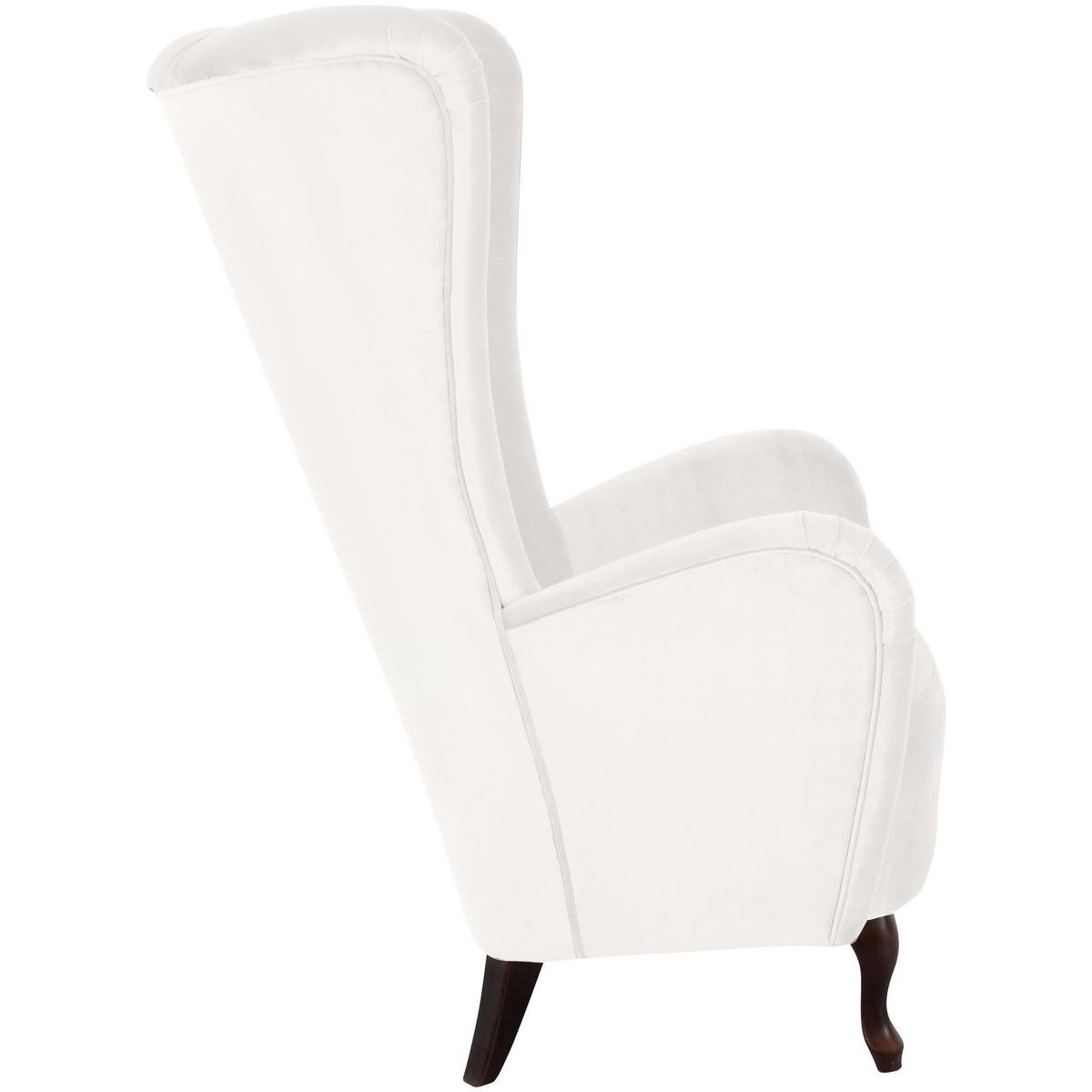 HOCHLEHNSESSEL Kailey Bezug Velourstoff Buche nussbaum dunkel / creme - Weiß, Kunststoff (96/122/89cm) - 58aufmkessel