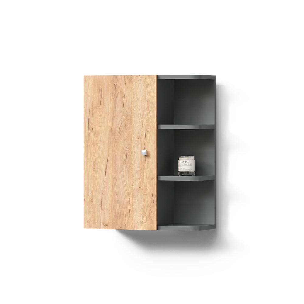 BADSCHRANK Fucino Anthrazit/Goldkraft Eiche 47.2 x 59.2 cm - Honigeiche/Anthrazit, Holzwerkstoff (47.2/59.2/20.8cm) - Livinity®
