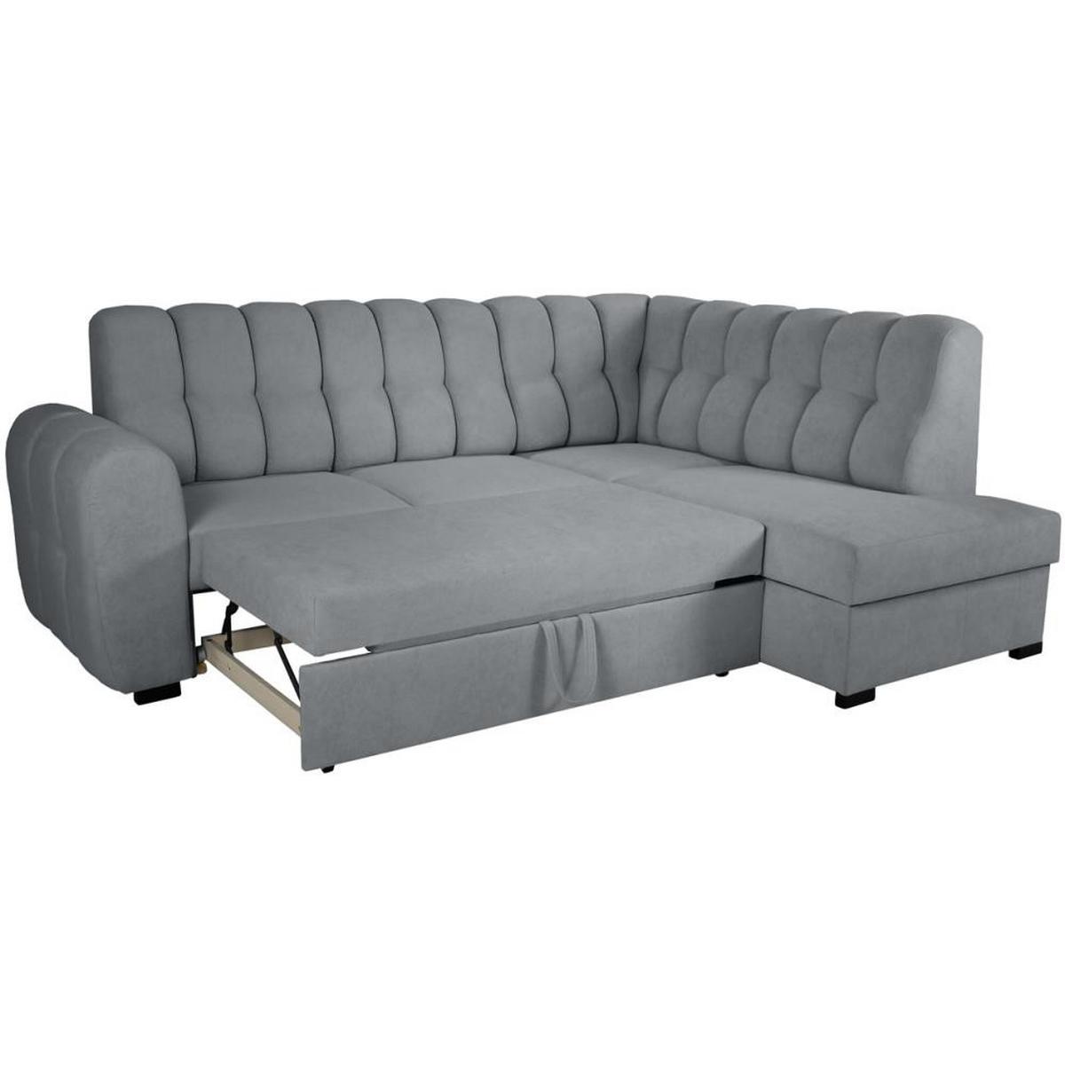 ECKSCHLAFSOFA Zoja rechts grau - Schwarz/Grau, Textil (261/193cm) - Beautysofa