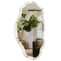 SPIEGEL 90x45 cm asymmetrisch mit Druck - Aquarellblätter - Transparent, Glas (45/90/0.4cm) - TULUP