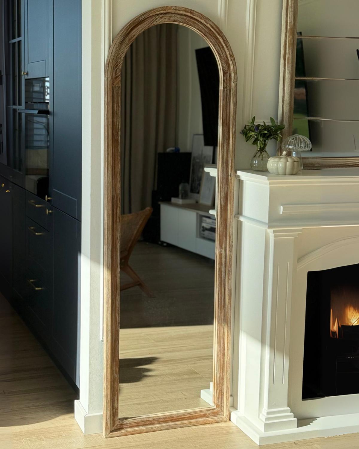 WANDSPIEGEL 55/170 cm Tannenholz Hellbraun Coigny - Hellbraun/Braun, Holz (55/170/4cm) - Beliani